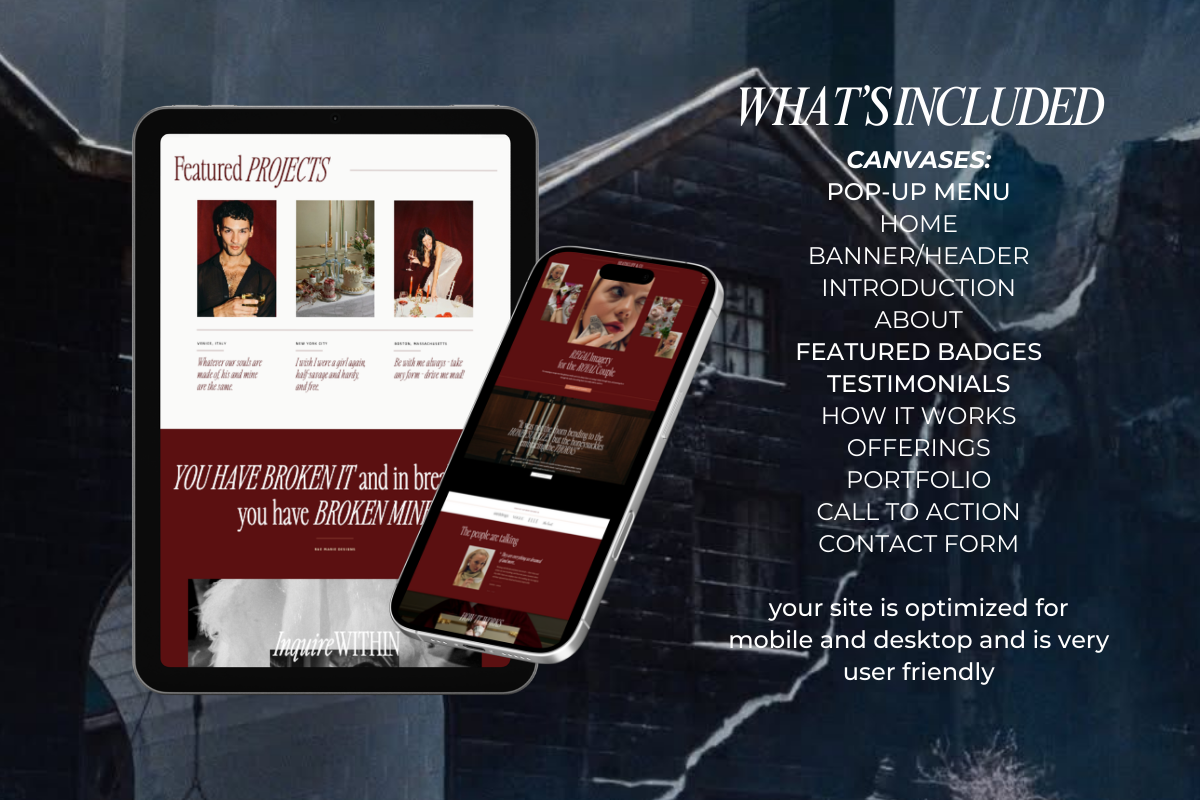 Heartbreaker Showit Single Page Website Template