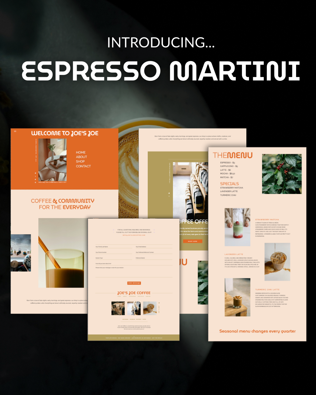 Espresso Martini Showit Website Template